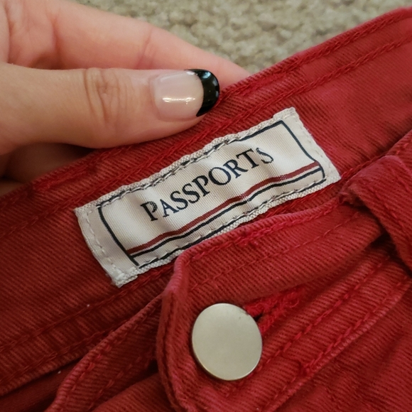 Vintage Passports Red Straight Leg Jeans - Picture 8 of 11